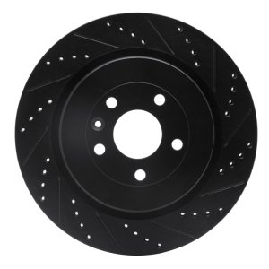 Ford Flex Brake Rotor (1) - Rear Right - R1 Concepts - Drilled & Slotted - Black - `13-`19